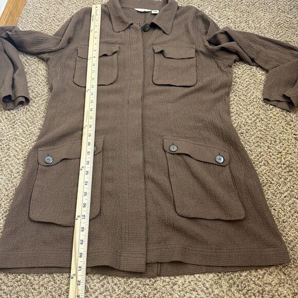 J. Jill Linen /Rayon 2 Pce Set Jacket & Pants in M 10 Brown Seersucker Lagenlook - Picture 7 of 16